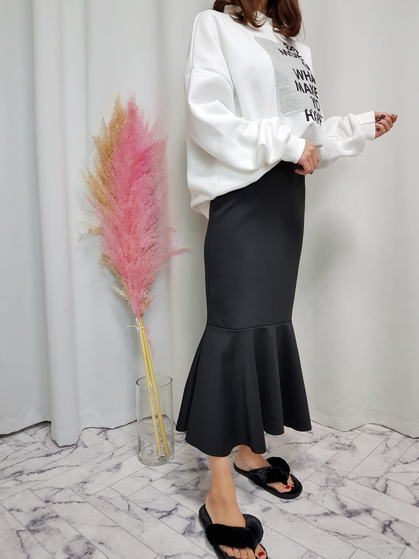 Mermaid Frill Brushed Long Skirt Bending