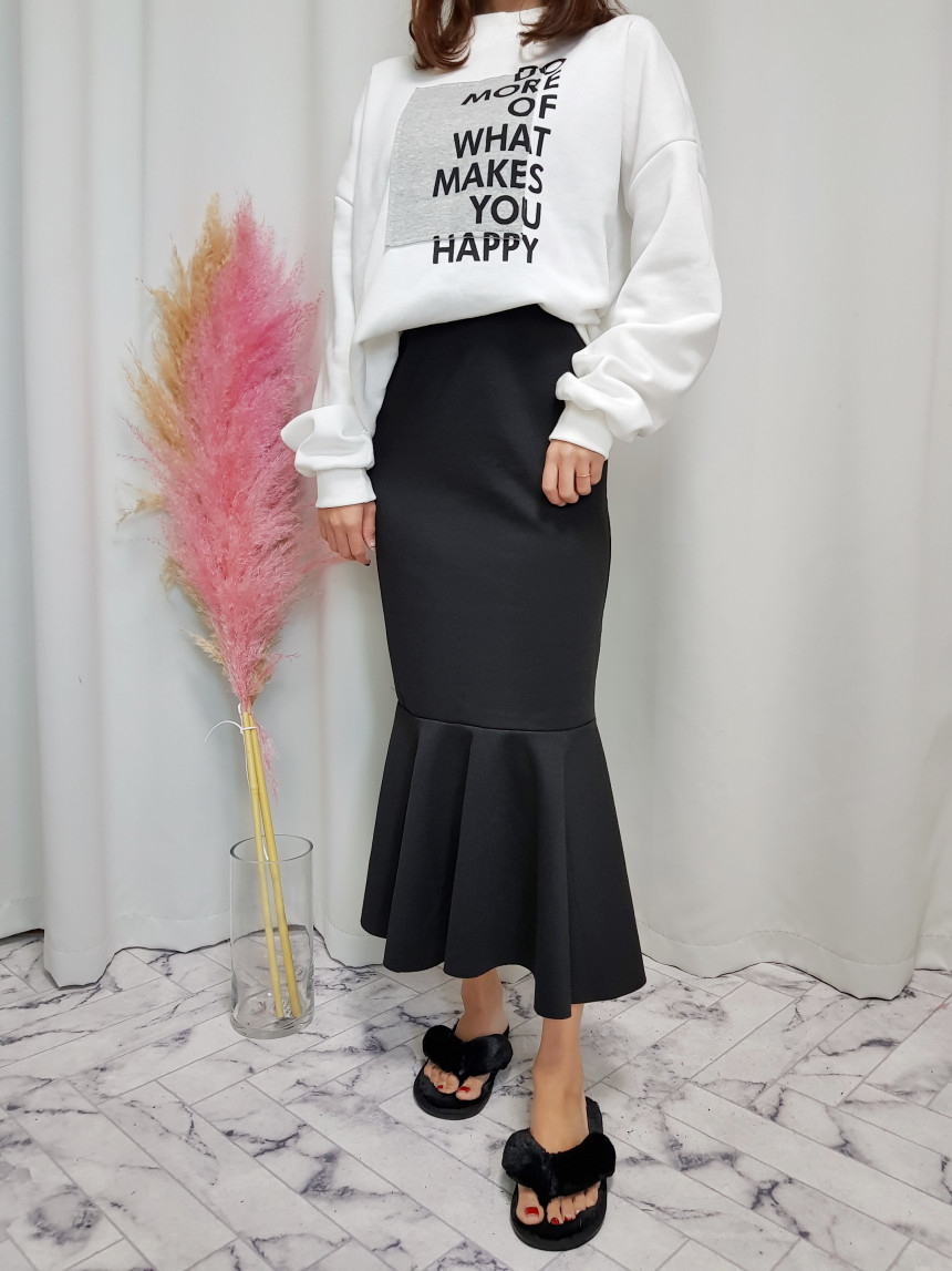 Mermaid Frill Brushed Long Skirt Bending