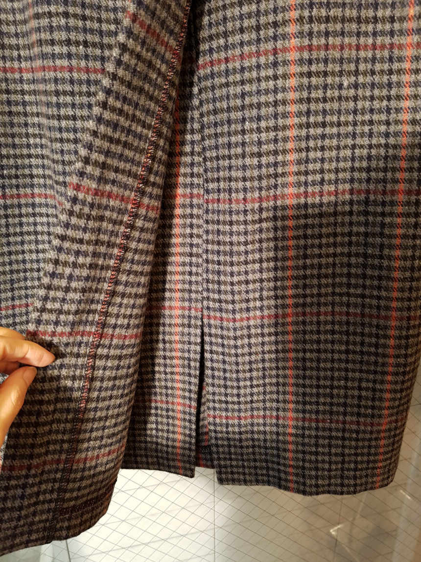 Latte Woolen Check Long Skirt High Waist Winter Co