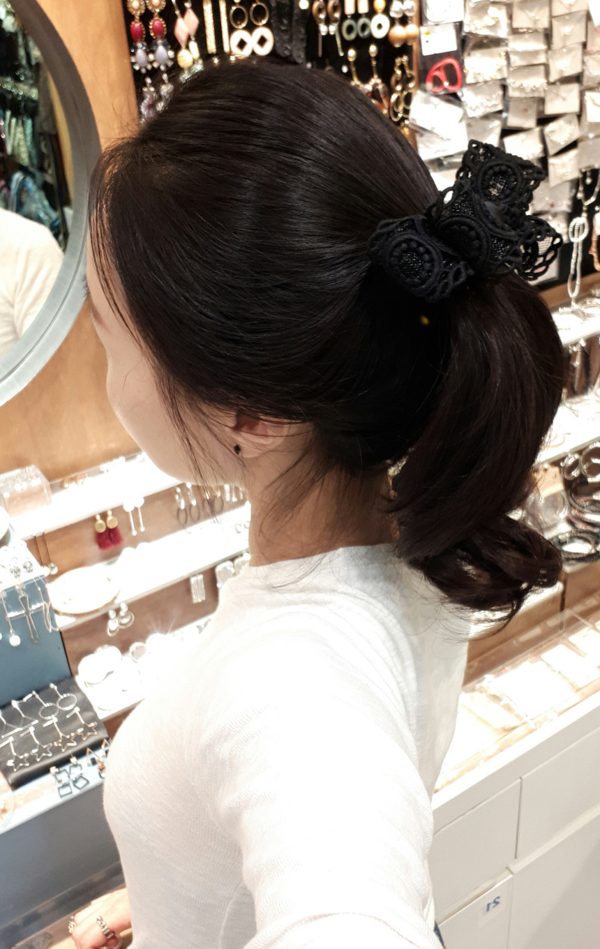 Hair Accessories Black embroidery double volume ri