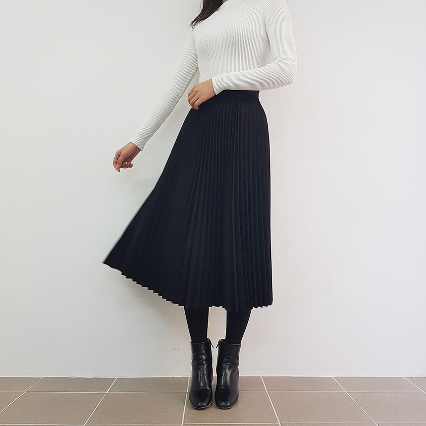 Wrinkle Long Skirt 2color Handmade Coat Wool 90Cor