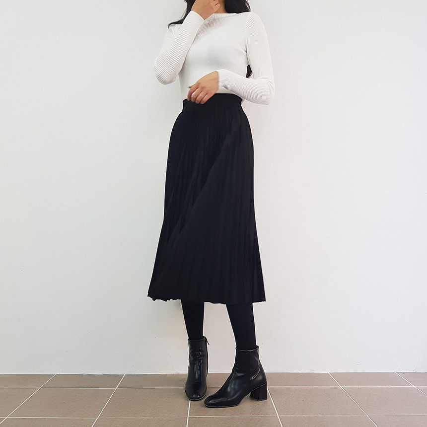 Wrinkle Long Skirt 2color Handmade Coat Wool 90Cor