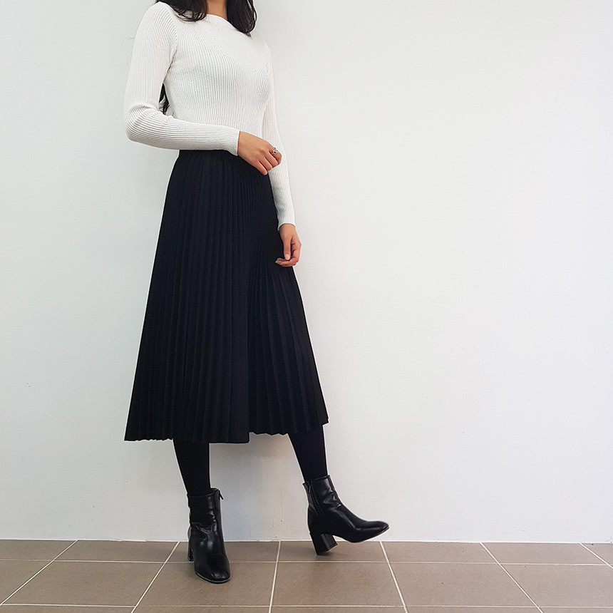 Wrinkle Long Skirt 2color Handmade Coat Wool 90Cor