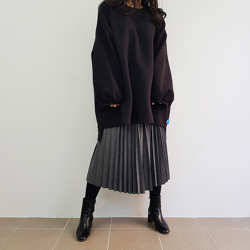 Wrinkle Long Skirt 2color Handmade Coat Wool 90Cor