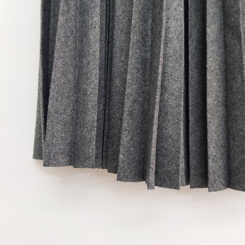 Wrinkle Long Skirt 2color Handmade Coat Wool 90Cor