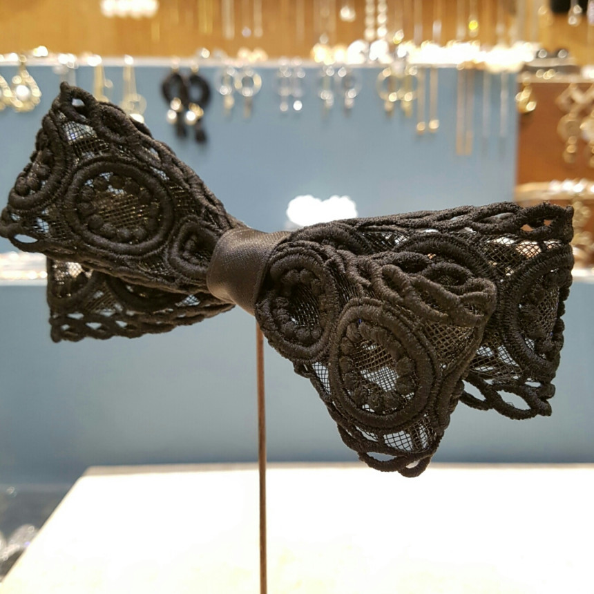 Hair Accessories Black embroidery double volume ri