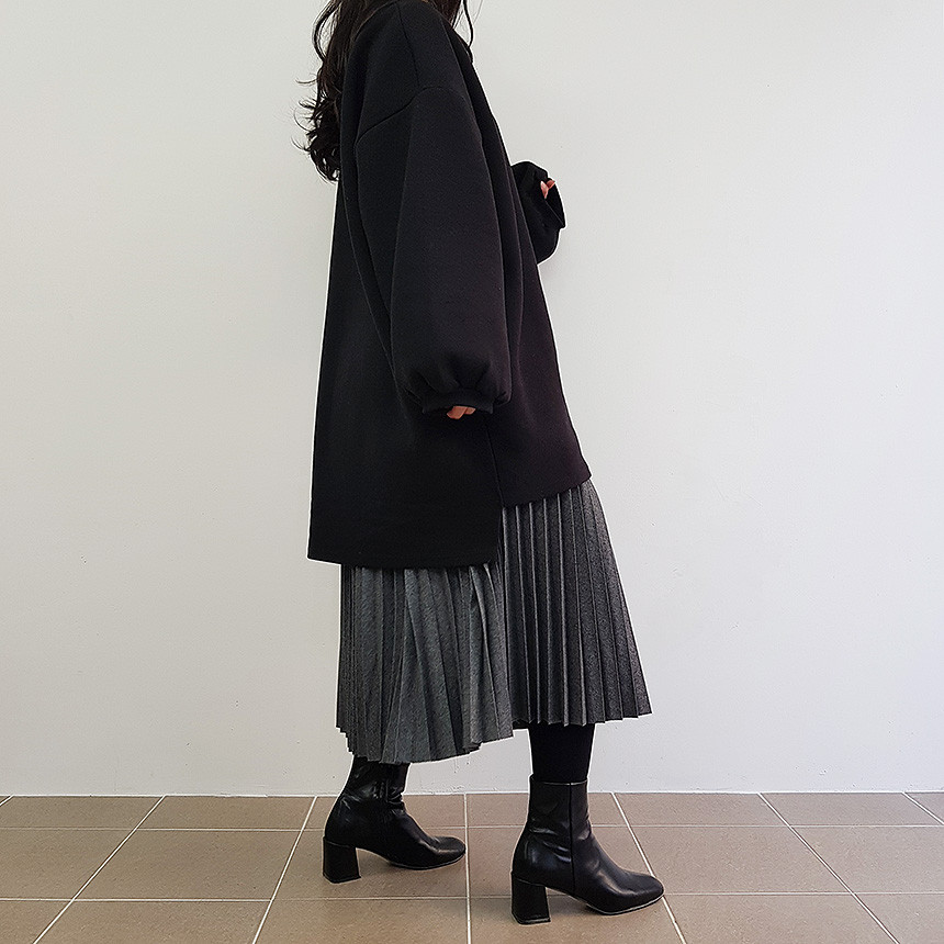 Wrinkle Long Skirt 2color Handmade Coat Wool 90Cor