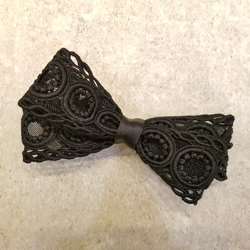 Hair Accessories Black embroidery double volume ri
