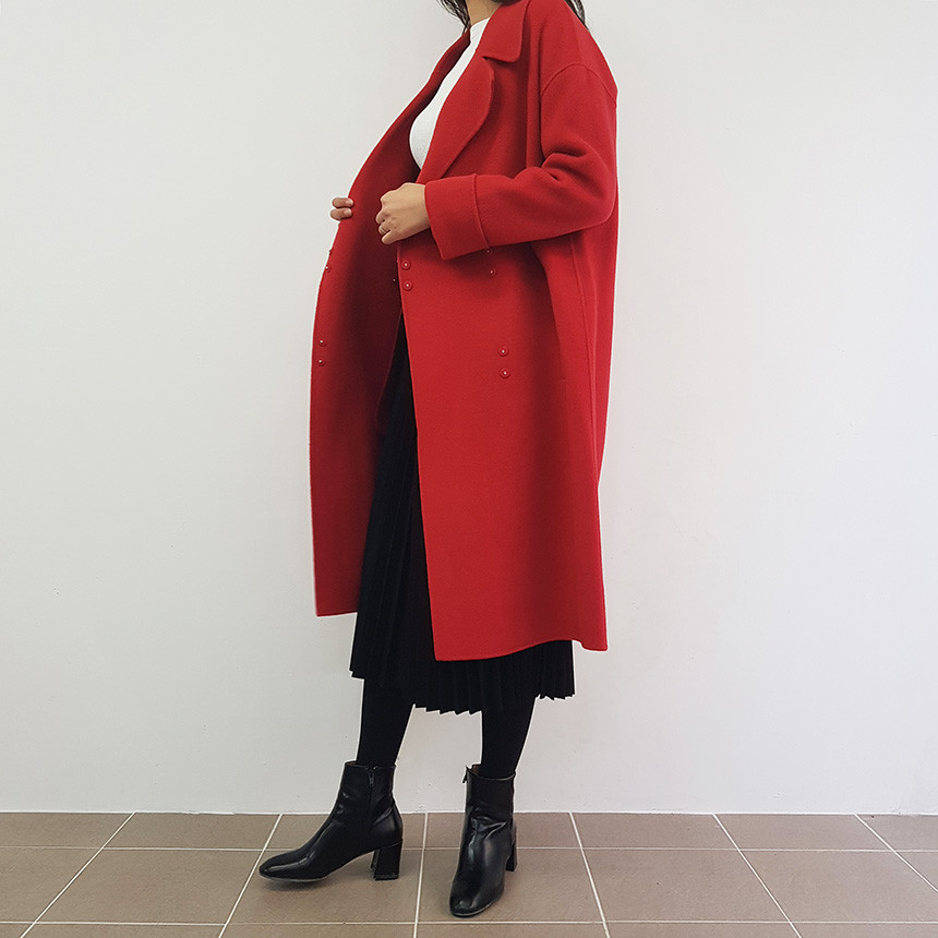 Wrinkle Long Skirt 2color Handmade Coat Wool 90Cor