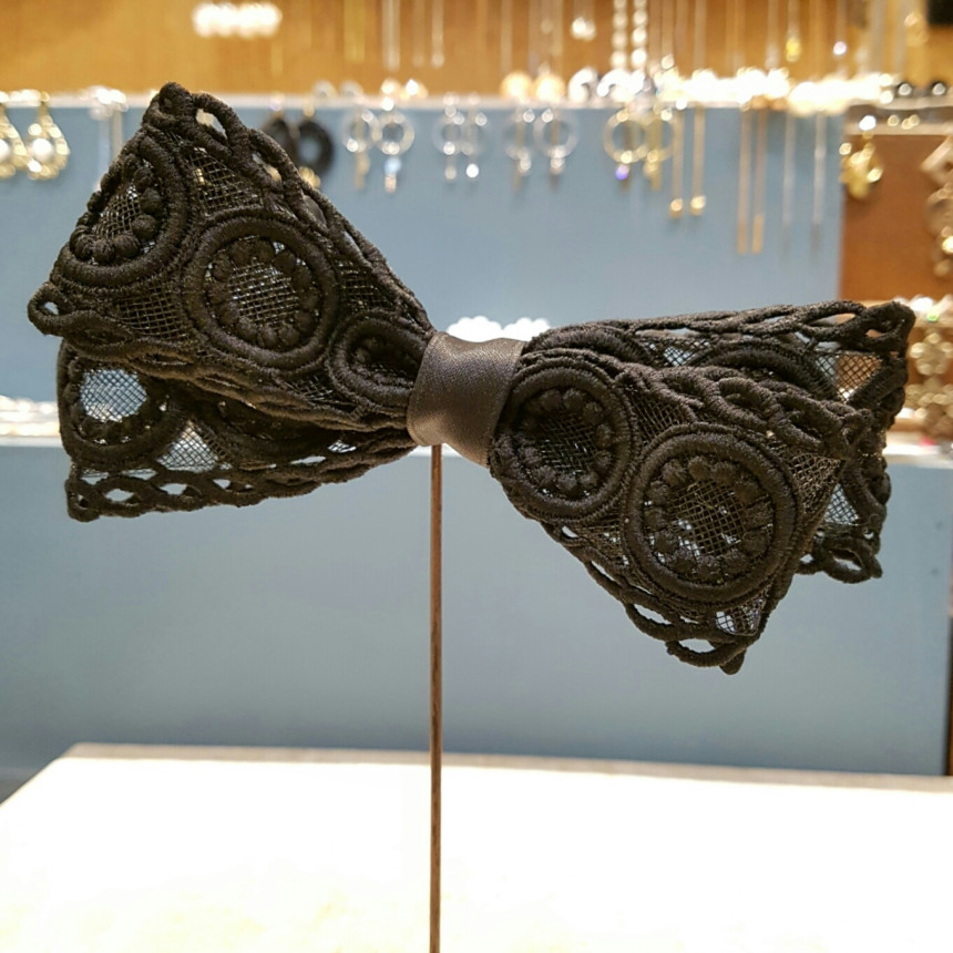 Hair Accessories Black embroidery double volume ri
