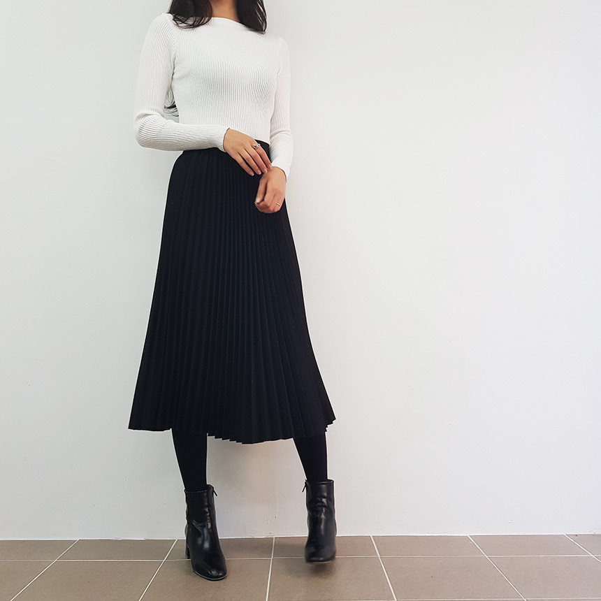 Wrinkle Long Skirt 2color Handmade Coat Wool 90Cor