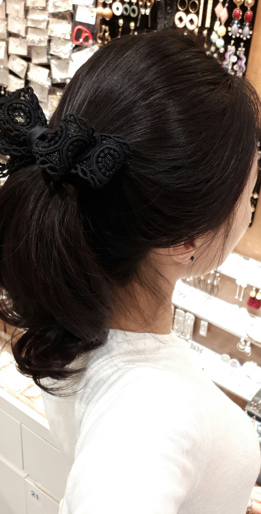 Hair Accessories Black embroidery double volume ri