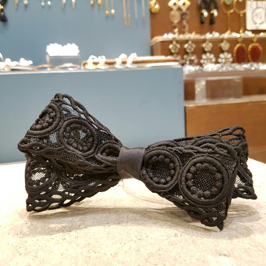 Hair Accessories Black embroidery double volume ri