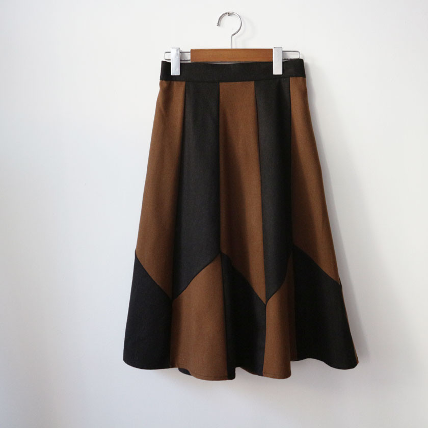 monaco woolen patch long skirt 2col