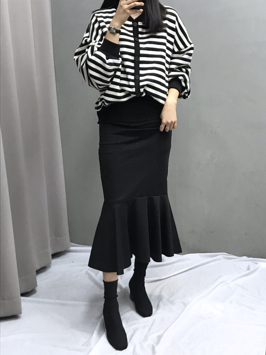 Glamor Span Mermaid Frill Long Skirt H Line Bendin