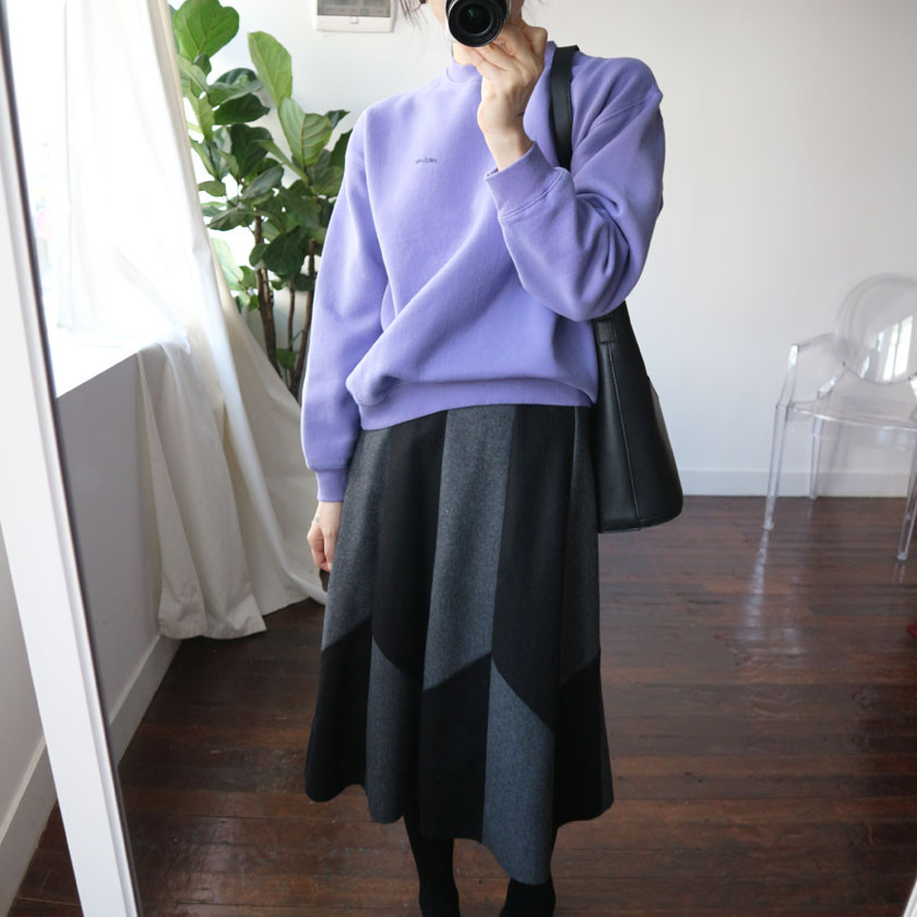 monaco woolen patch long skirt 2col