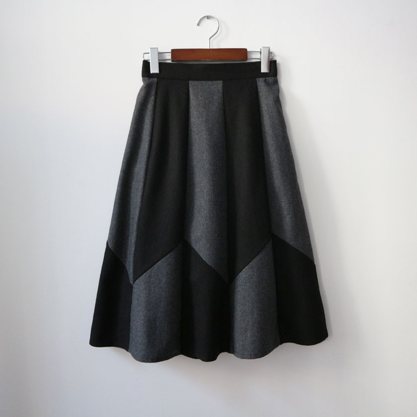 monaco woolen patch long skirt 2col