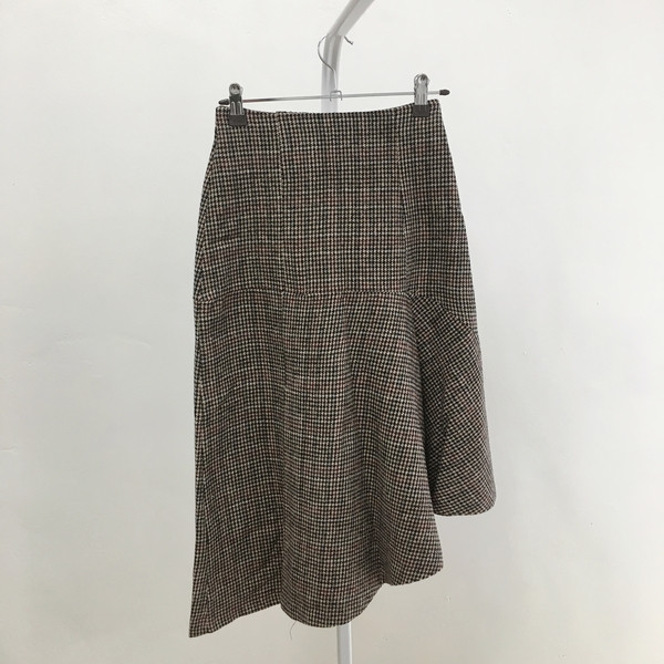 Unchecked Long Skirt Winter Autumn Frill 20s Women