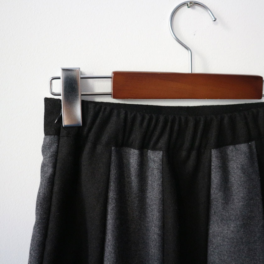 monaco woolen patch long skirt 2col