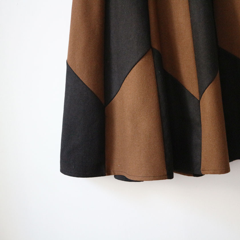 monaco woolen patch long skirt 2col