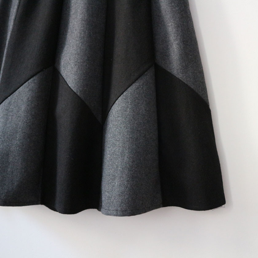 monaco woolen patch long skirt 2col