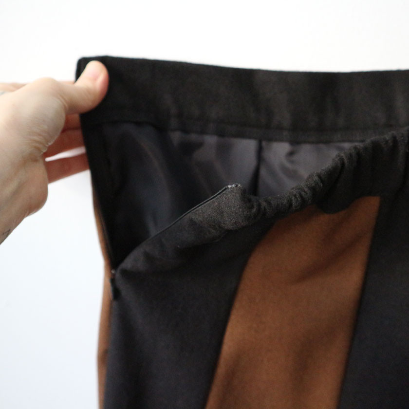 monaco woolen patch long skirt 2col