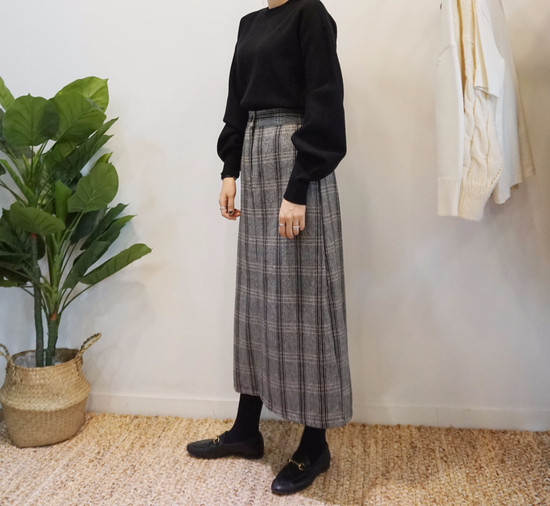 Unique woolen check skirts Long skirts Modern skir