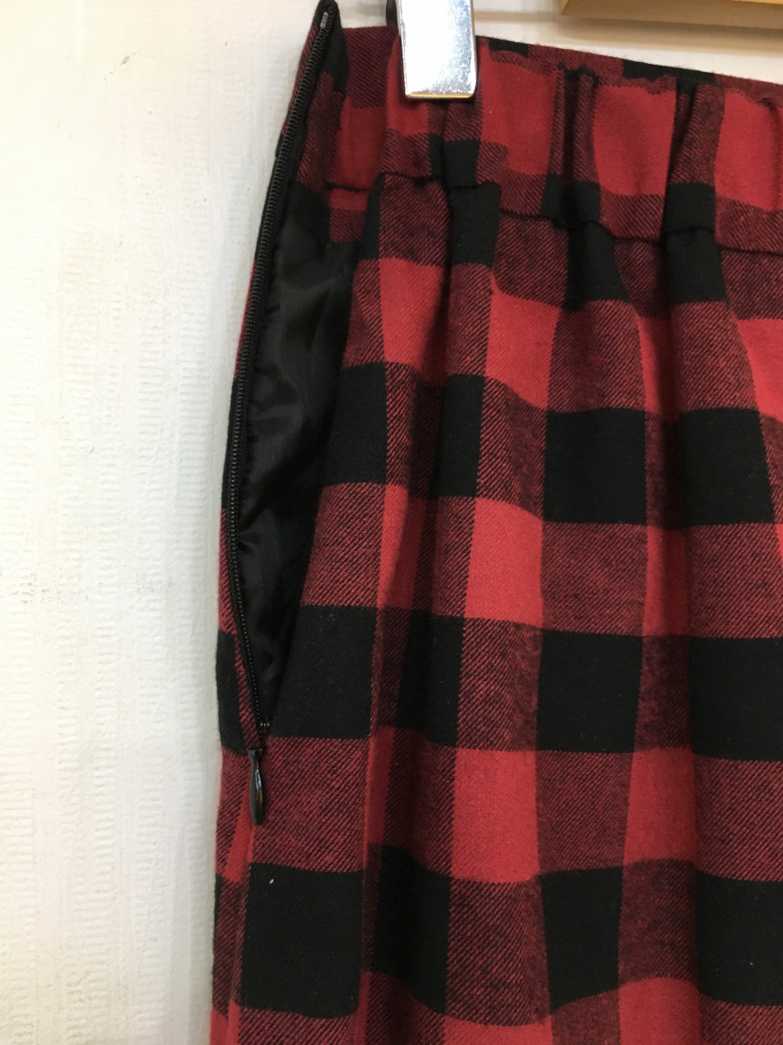 Winter Check Mermaid Long Skirt 2COLOR Thin slim, 