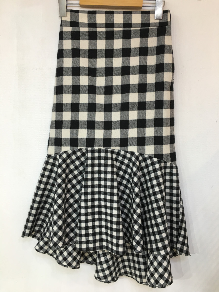 Winter Check Mermaid Long Skirt 2COLOR Thin slim, 