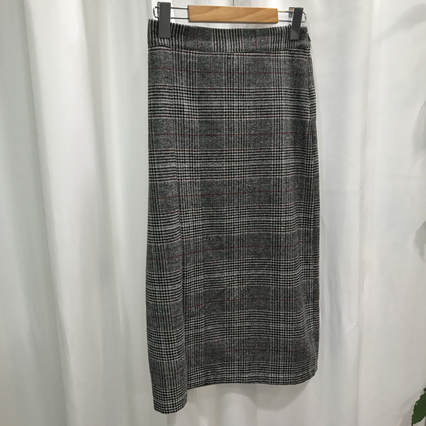 Wool Check Long skirt 2color 20 women top