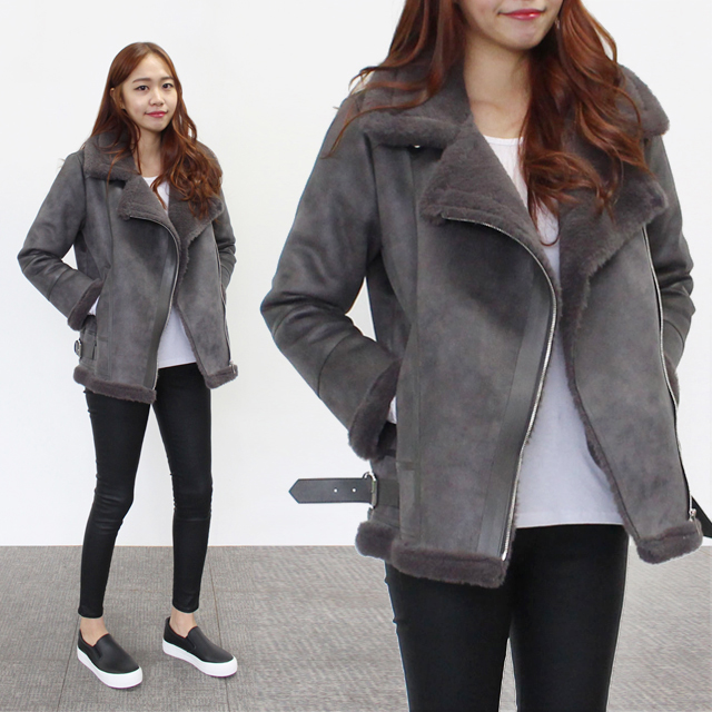 오버핏 레더 여성 스웨이드 자켓 밍크 페이크 퍼 재킷 여자 가죽자켓 겨울 무스탕 자켓