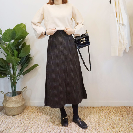 Unique woolen check skirts Long skirts Modern skir