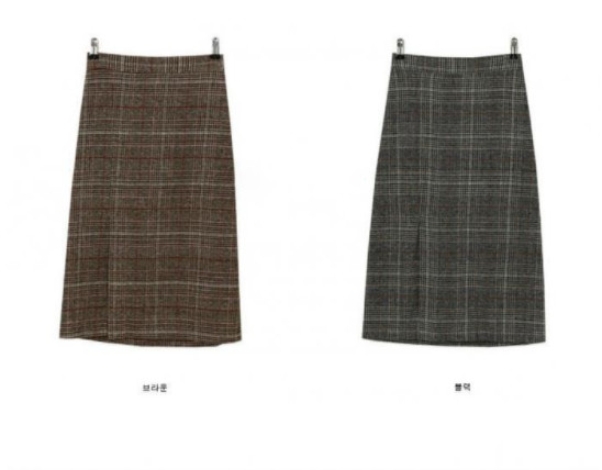Wool Check Long skirt 2color 20 women top