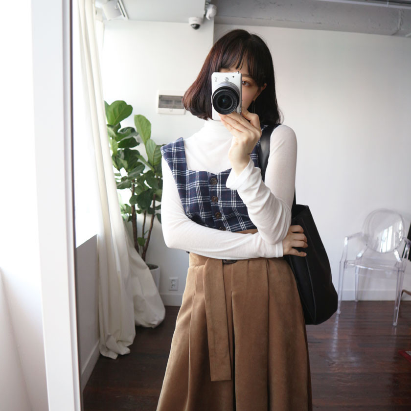 mirada suede long belt skirt 4col