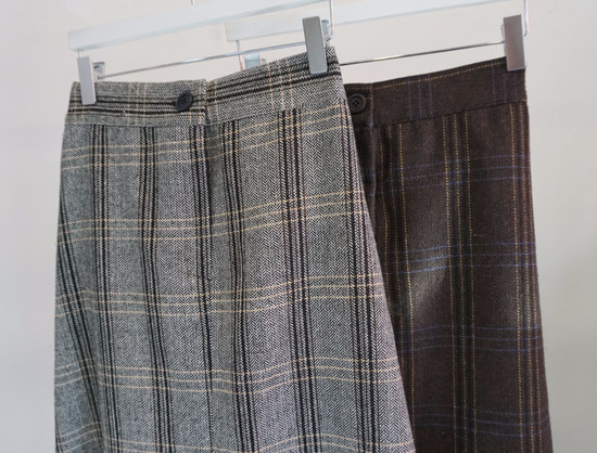 Unique woolen check skirts Long skirts Modern skir