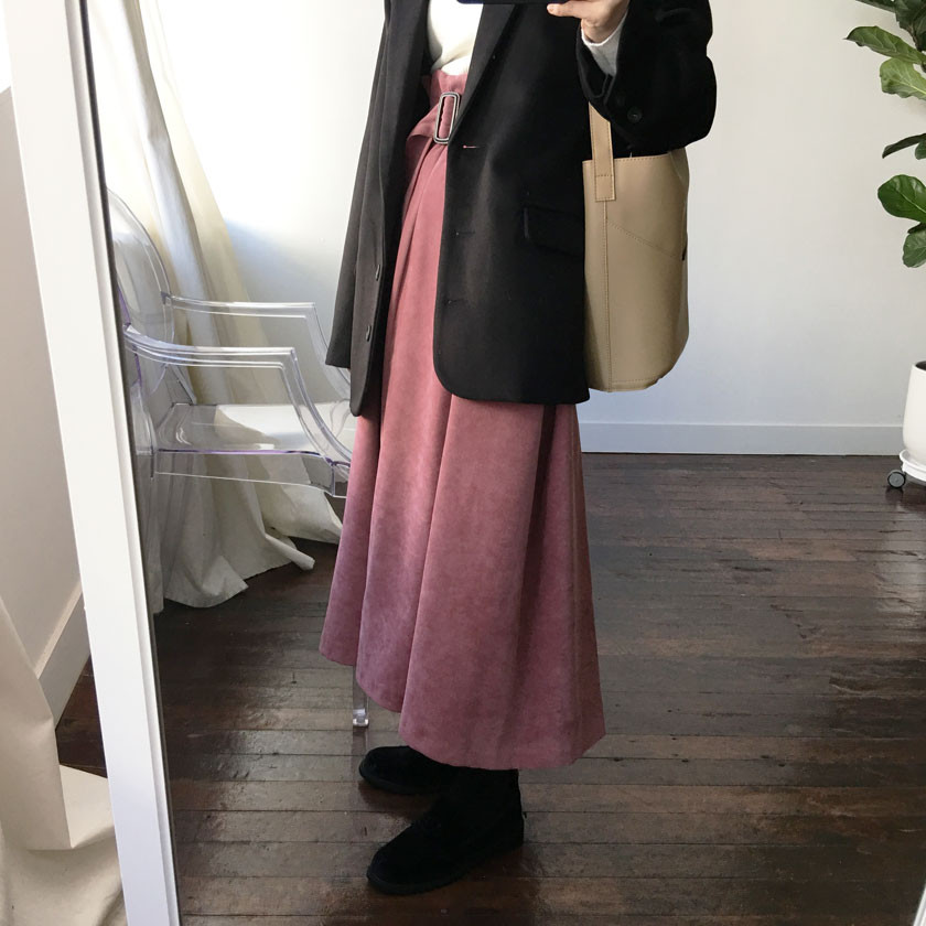 mirada suede long belt skirt 4col