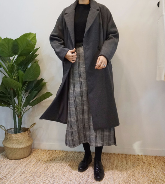Unique woolen check skirts Long skirts Modern skir