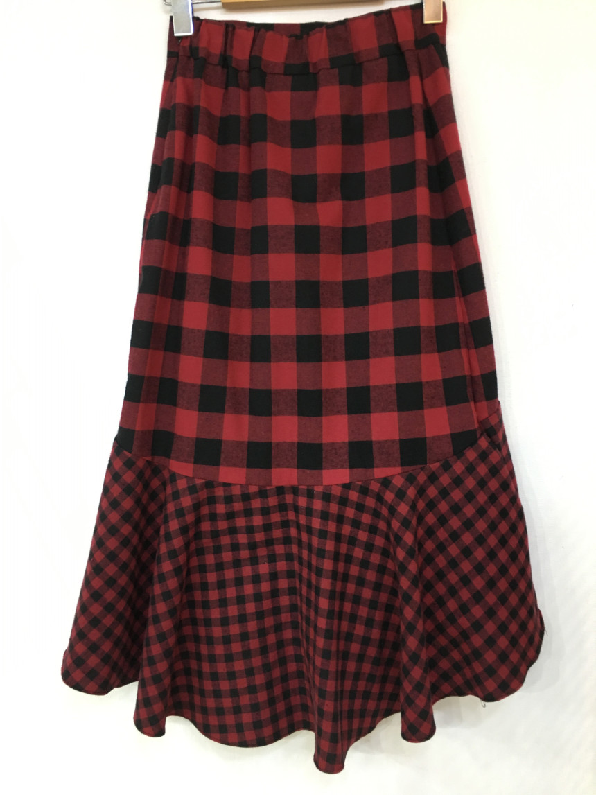 Winter Check Mermaid Long Skirt 2COLOR Thin slim, 