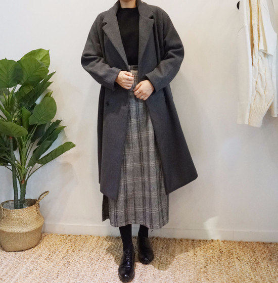 Unique woolen check skirts Long skirts Modern skir