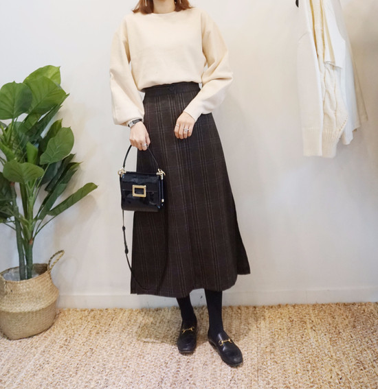Unique woolen check skirts Long skirts Modern skir