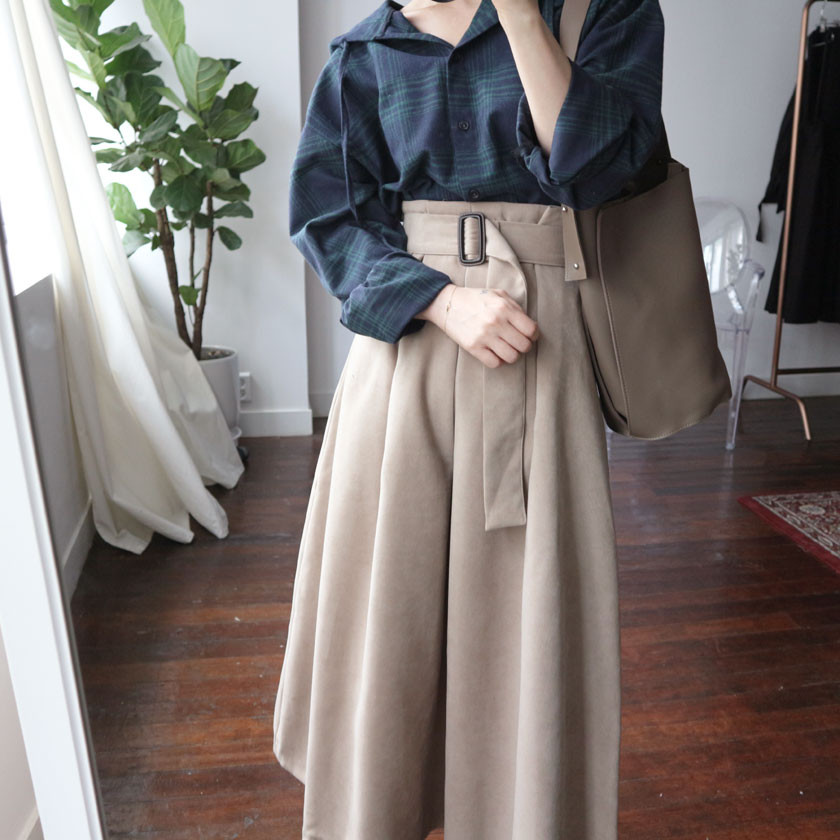 mirada suede long belt skirt 4col