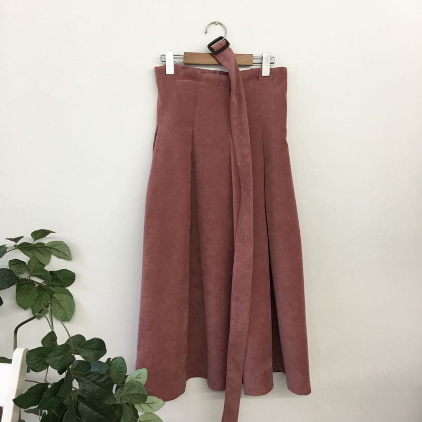 mirada suede long belt skirt 4col