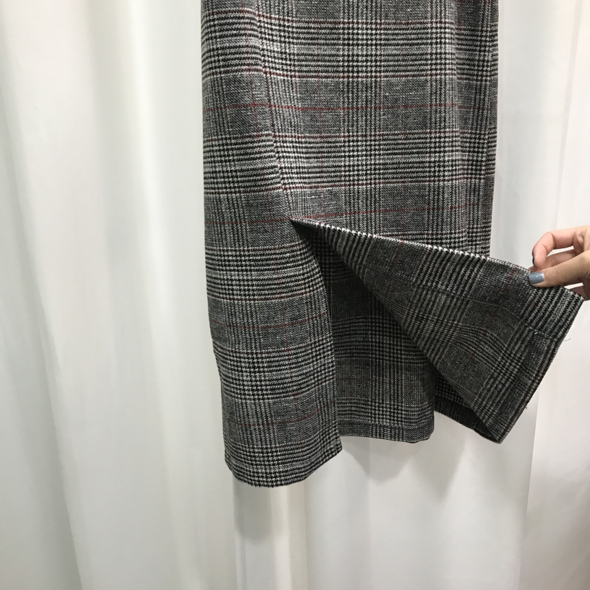 Wool Check Long skirt 2color 20 women top