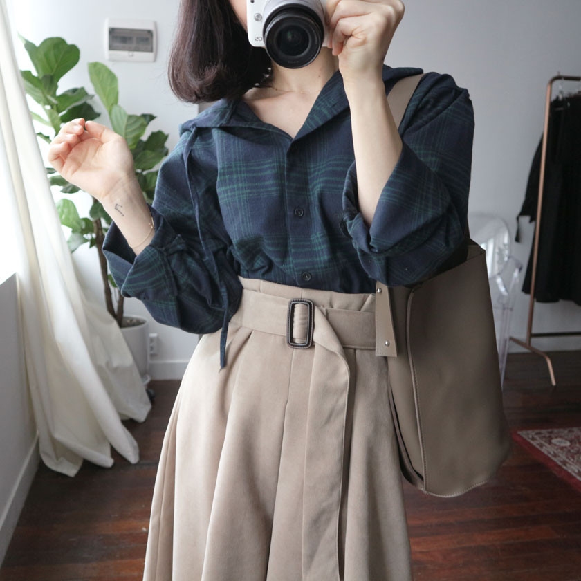 mirada suede long belt skirt 4col