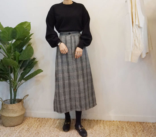 Unique woolen check skirts Long skirts Modern skir