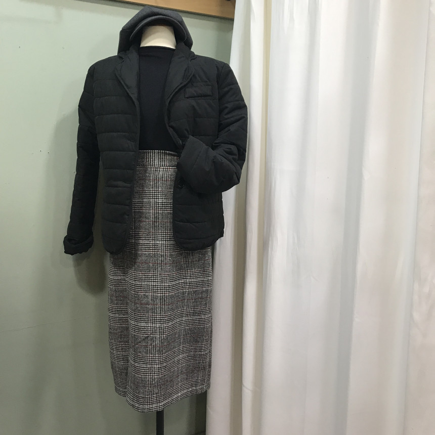 Wool Check Long skirt 2color 20 women top