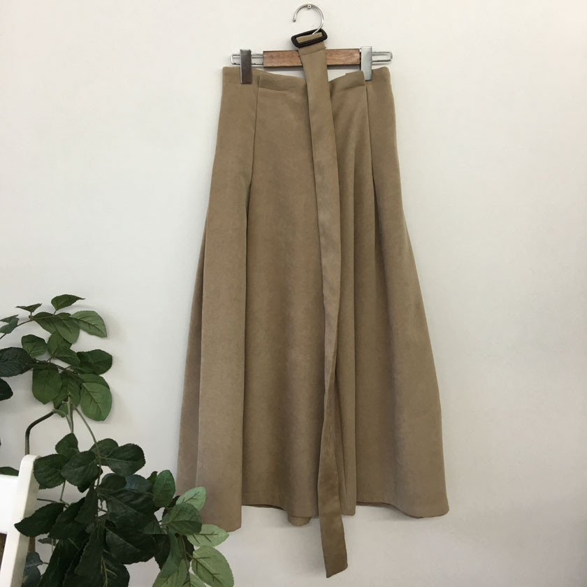 mirada suede long belt skirt 4col