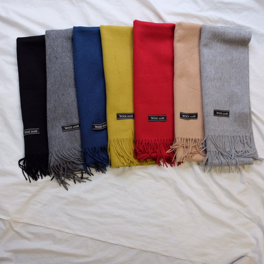 Muffler 7Col Wool 100 Shawl Couple Items Unisex Me