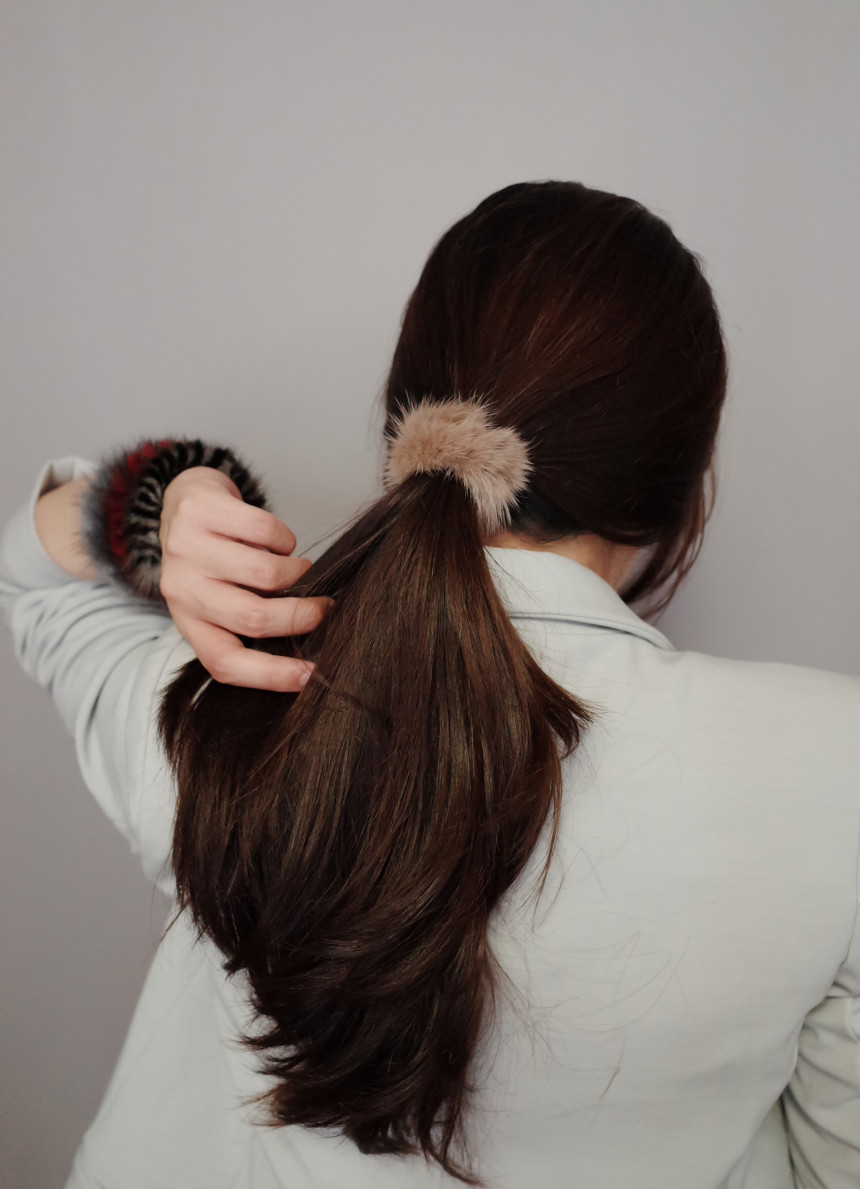 Hair Accessories Rich Round Mink Hair Strap 5color