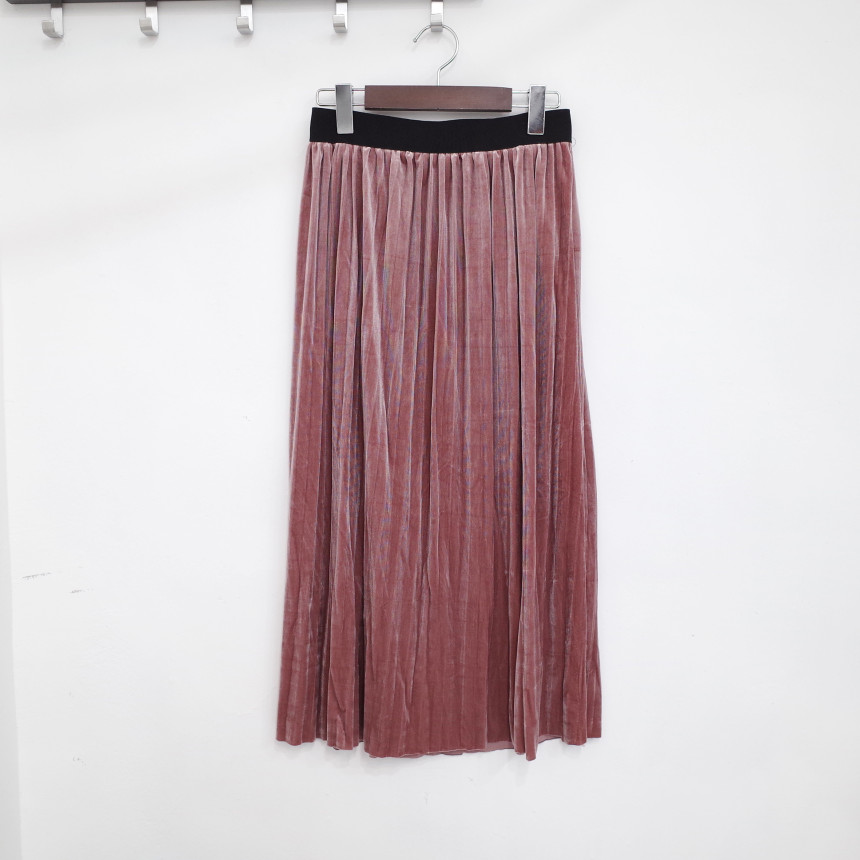 Velvet Pleated Pleated Skirt Winter Long Coordinat